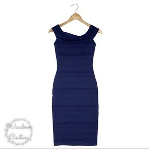TED BAKER Textured Stripe Bardot Bodycon Dress